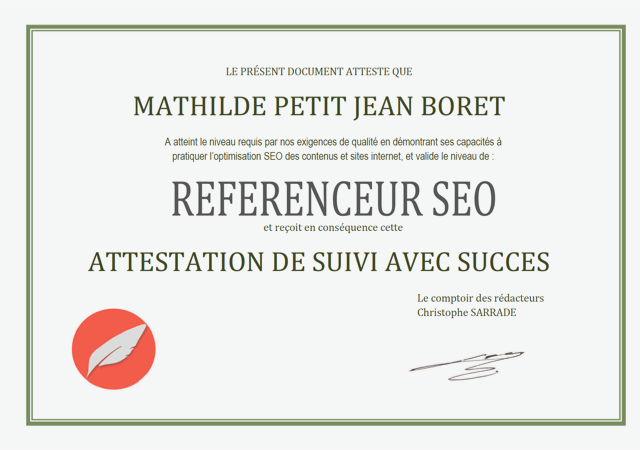 Certification - Référenceur SEO