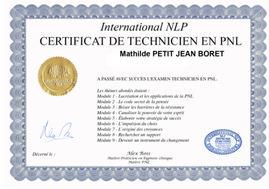 Certification - Technicienne PNL