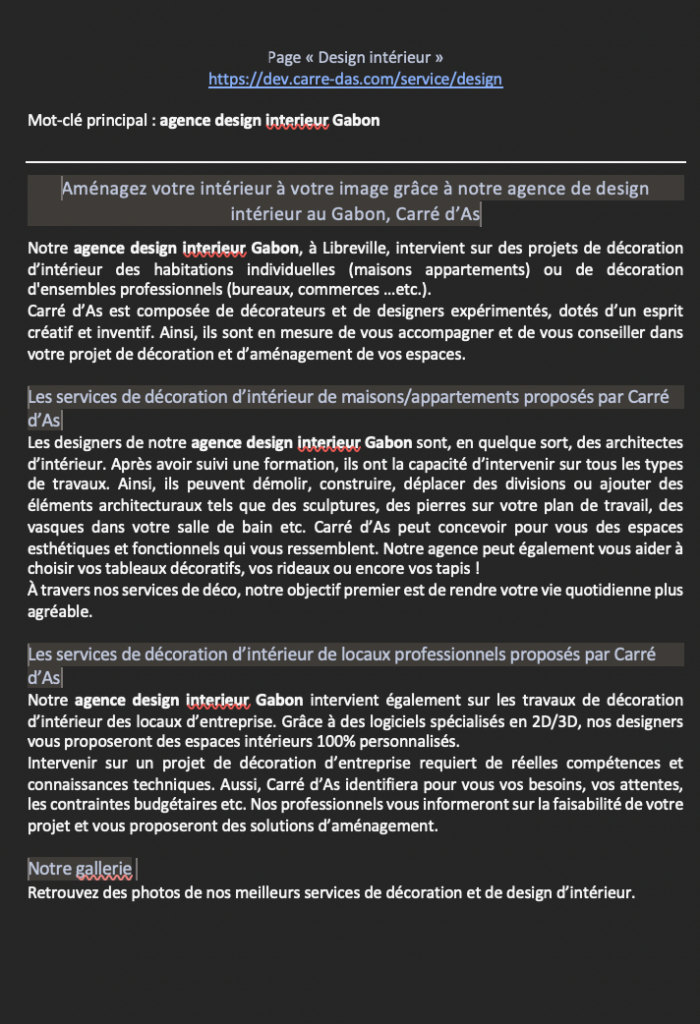 Page Design Intérieur - Carré d'As - MPJB Consulting
