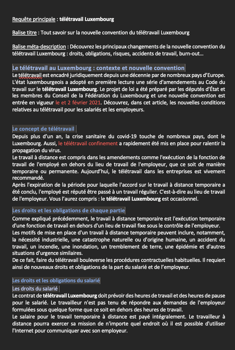 Contenu télétravail au Luxembourg - NC Advocat - MPJB Consulting