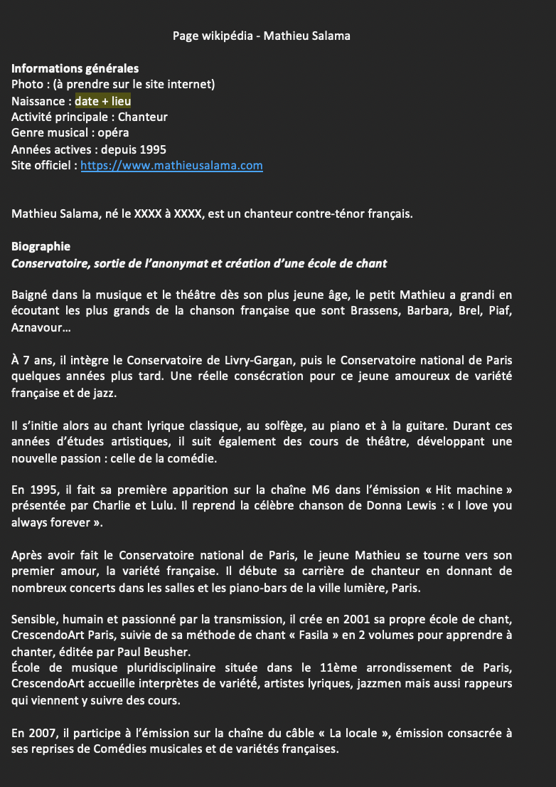 Contenu Page Wikipédia- Mathieu Salama - MPJB Consulting