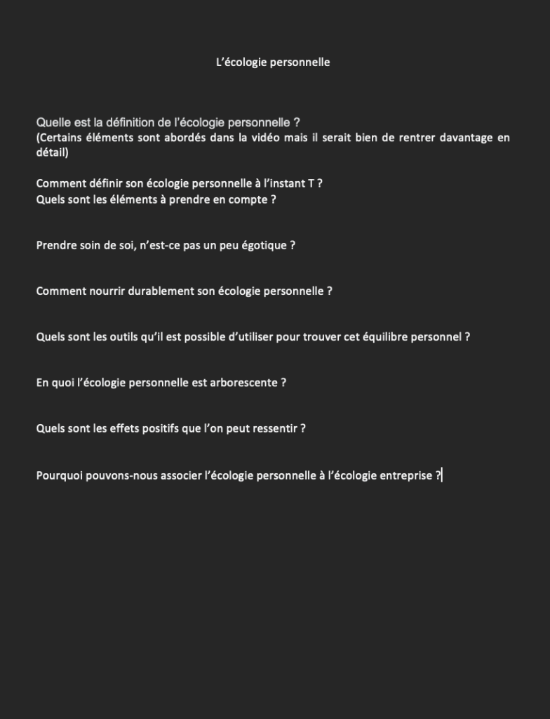 Interview sur l'écologie personnelle - Neurotalents - MPJB Consulting