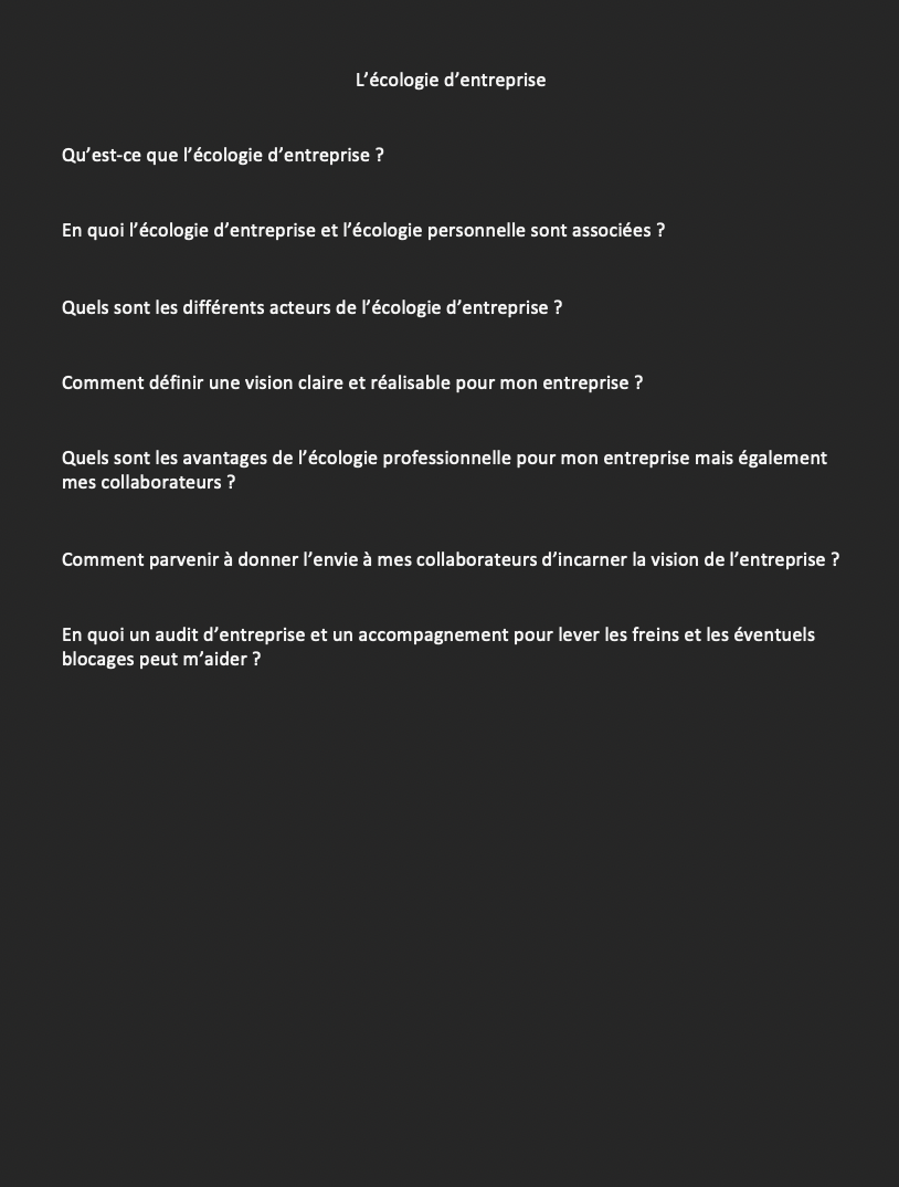 Interview sur l'écologie d'entreprise - Neurotalents - MPJB Consulting
