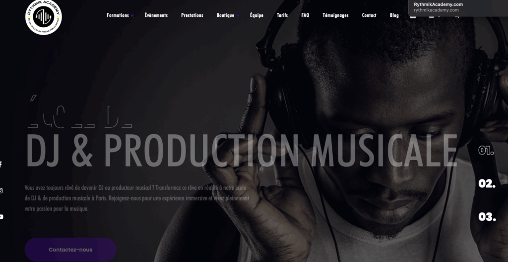 portfolio - Création site internet - Rythmik Academy - MPJB Consulting